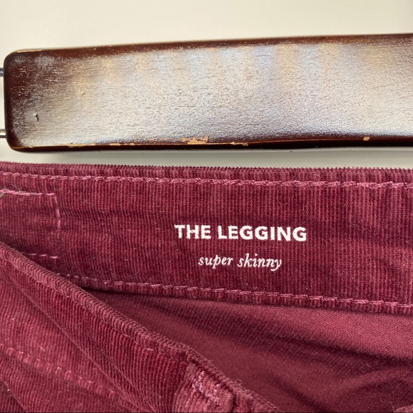 AG - Adriano Goldschmed Maroon Corduroy 'The Legging Super Skinny' Mid-Rise Pant - Picture 13 of 16